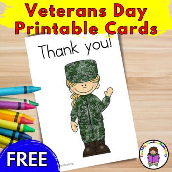 Printable Veterans Day Cards by Teaching Reading Made Easy | TpT