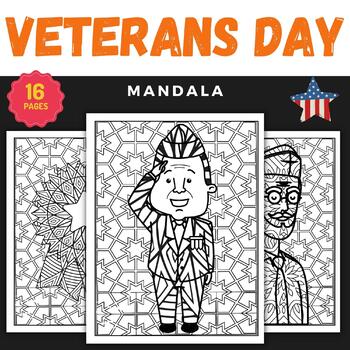 Preview of Printable Veterans Day Mandala Coloring sheets - Fun November Activities