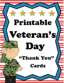 Printable Veterans Day "Thank You" Cards