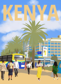 Preview of Printable Vintage-Style Kenya Poster
