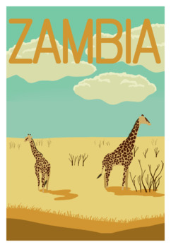 Preview of Printable Vintage-Style Zambia Poster