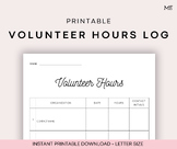 Printable Volunteer Hours Log | Back to School, College, C