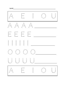 printable vowel tracing worksheet by sasha brill tpt