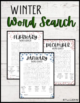 Preview of Printable WINTER Word Search PACK {FREEBIE}