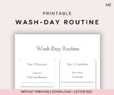 Printable Wash-Day Routine | Cleaning, Self-Care, Wellness Tool