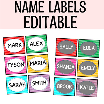 Printable Student Name Labels, Colorful Name Tags, Center Labels ...