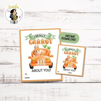 Preview of Printable Watercolor Easter Bunny Cards | Easter Bunny Tags | I Carrot About You