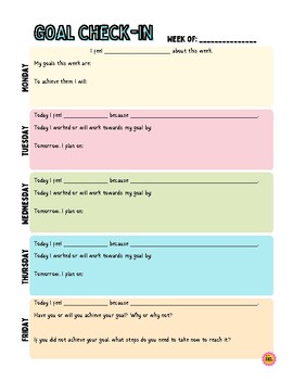 Preview of Printable Weekly Goal Setting Checkin- SEL Bell work Exit Ticket