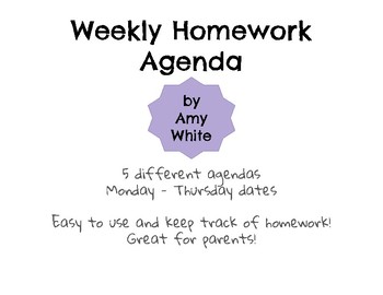 weekly homework agenda