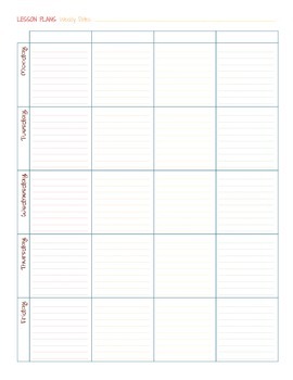 printable weekly lesson planner 2 page spread color and