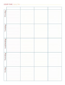 Preview of Printable Weekly Lesson Planner-2 Page Spread Color and Gray 