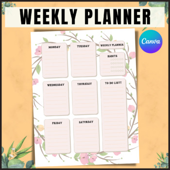 Printable Weekly Planner Canva Template by Florid Printables | TPT