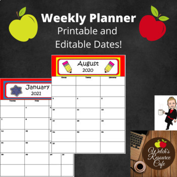 Preview of Printable Weekly Planner Dual Page EDITABLE!