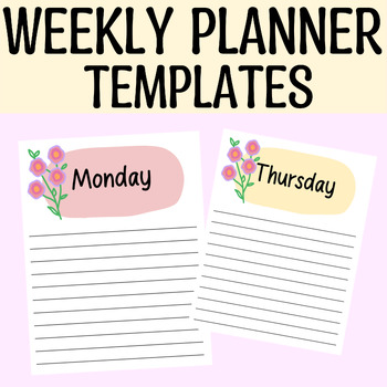 Preview of Printable Weekly Planner templates for Teachers, Classroom Organization