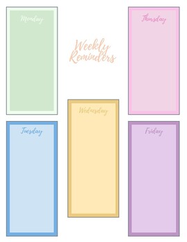 Preview of Printable Weekly Reminder Template