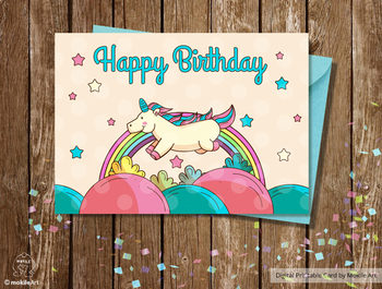 Preview of printable birthday card, Instant Download ,Digital Template ,birthday card