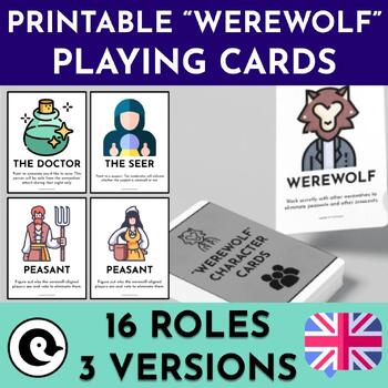 Preview of Printable Werewolf Game Cards in English