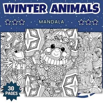 Preview of Winter Arctic Animals Mandala Coloring Pages - Fun Winter Season Activities