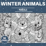 Printable Winter Animals Mandala Coloring Pages Sheets - F
