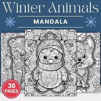 Preview of Arctic Winter Animals Mandala Coloring sheets - Fun Winter Season Activities