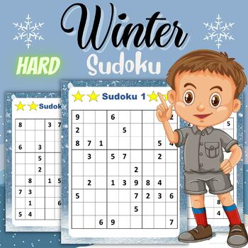 Preview of Printable Winter Hard Sudoku Puzzles With Solutions - Winter Activities Games