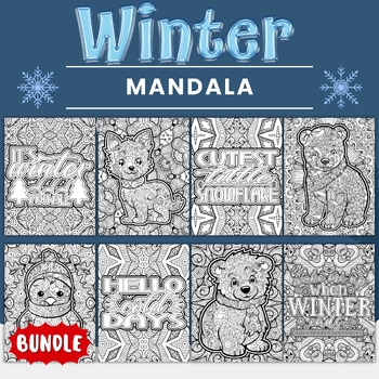 Preview of Printable Winter Mandala Coloring sheets - Fun Winter Activities BUNDLE