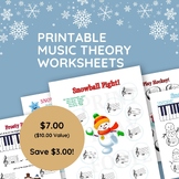 Printable Winter Music Theory Worksheets, piano lessons, h