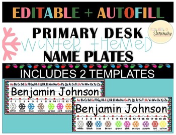 Preview of Printable Winter Name Tags (Made Simple-AUTOFILL and PRINT) Snowflakes