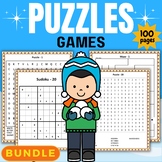 Printable Winter Puzzles Brain Games with solution - Decem