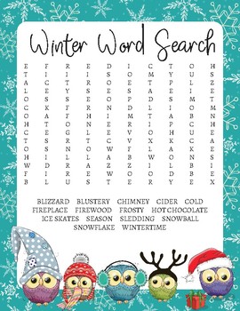printable winter word search game by lanier printables tpt