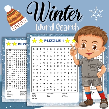 Preview of Printable Winter Word Search Puzzles With Solutions Fun Winter Games Activities