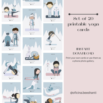 Preview of Printable Winter Yoga Cards for kids - 20 asanas