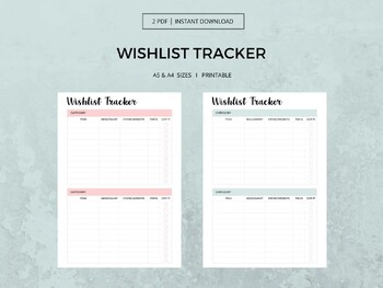 Preview of Printable Wishlist Tracker - Wish List Organizer, Keep Your Desires in Check