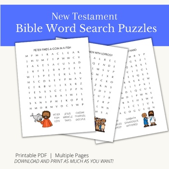Word Search for Kids Bible Printable - New Testament by StoreroomTreasures