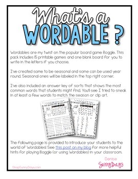 printable wordable puzzles by sunnydays teachers pay teachers