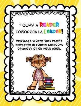 Preview of Printable Words ... Today a Reader Tomorrow a Leader