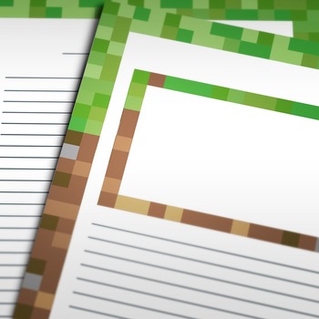 Preview of Minecraft Inspired Block Design Writing Paper Collection - 10 Unique Styles