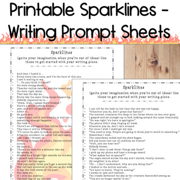 Printable Writing Prompts - Sparklines, Sentence Starters by ...