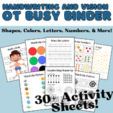 Printable Writing and Vision Busy Binder for special ed, e