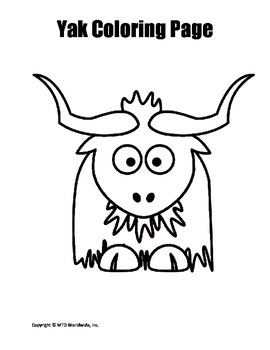 Printable Yak Coloring Page Worksheet By Lesson Machine Tpt