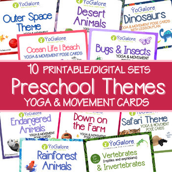 Preview of 10 Themes for Preschool: Yoga and Movement Pose Cards