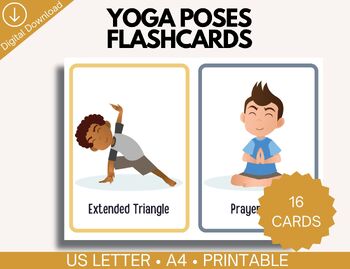 Preview of Kids Yoga Cards, Children’s Yoga Pose, Yoga Flash Cards, Montessori Printable