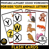 Printable alphabet sound worksheets for kids "cute animals