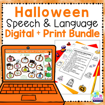 Preview of Printable and Digital Halloween Speech Therapy Activities