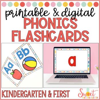 Preview of Printable and Digital Phonics Flashcards