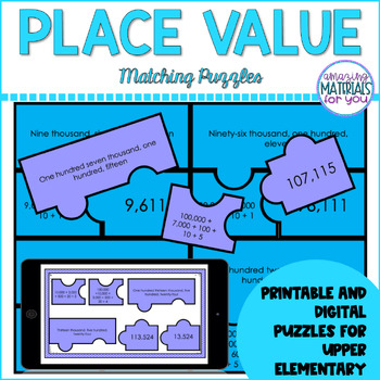 Preview of Printable and Digital Place Value Matching Puzzles