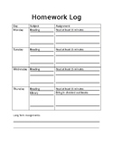 Printable and Editable Homework Log