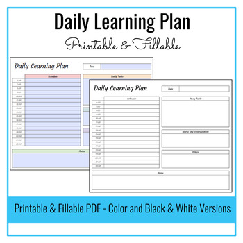 Printable and Fillable Daily Learning Plan by Online knowledge resources