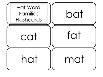 ~at Rhyming Word Families Laminated 10 10 Beginning Stages ELA Flash Cards 