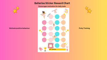 Preview of ballerina reward chart, sticker chart, potty training chart, behaviour incentive